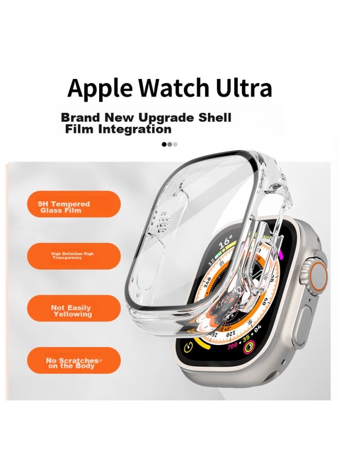 Wei Qiantu Weiqianta متوافق مع واقي Apple Watch، مناسب لـ Apple iwatch Ultra 2/S9/8/7/SE، فيلم زجاج مقوى، شاشة كاملة، واقي متكامل مضاد للصدمات - 49mm - Image 2