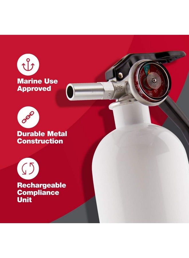 FIRST ALERT First Alert Fire Extinguisher | Marine Fire Extinguisher, White, FE1A10GR, 1-Pack, 14"  - Image 2