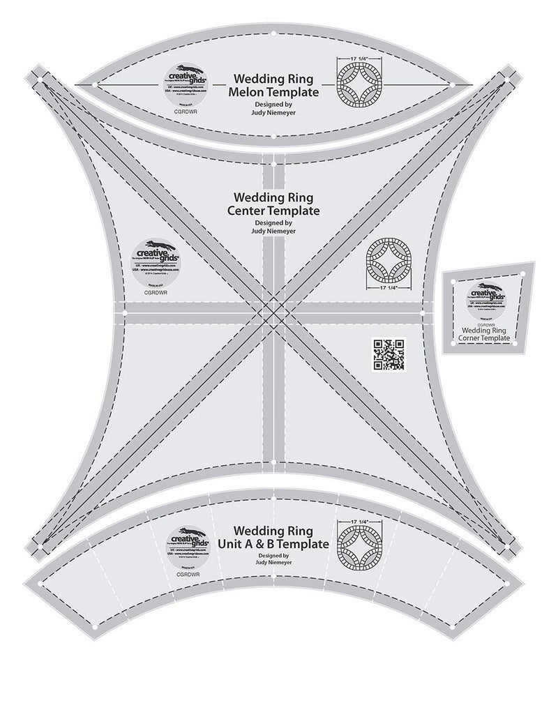 Creative Grids Double Wedding Ring templates Quilt Ruler – CGRDWR – Made in USA, 11in x 11in, Non-Slip Grip Acrylic Quilting, Sewing, Crafting, Patchwork Ruler & Template - Image 5