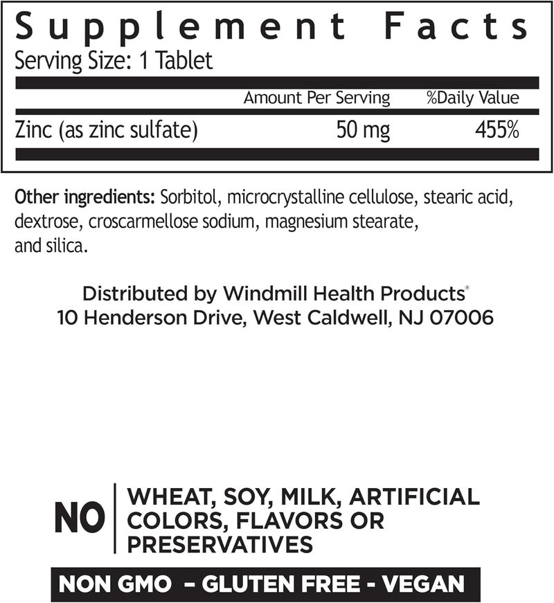 Windmill Zinc Sulfate Tablets, 90 Count - Image 2