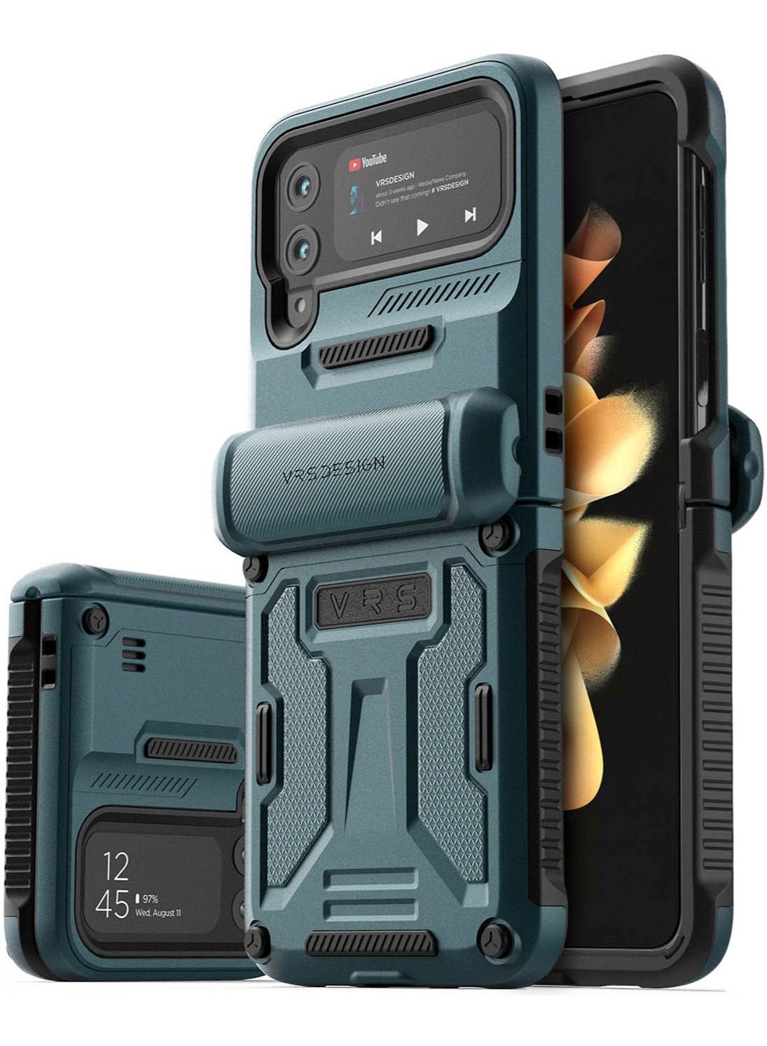 VRS Design Terra Guard Protective Case Cover with Hinge Protection Samsung Galaxy Z Flip 3 - Ash Green