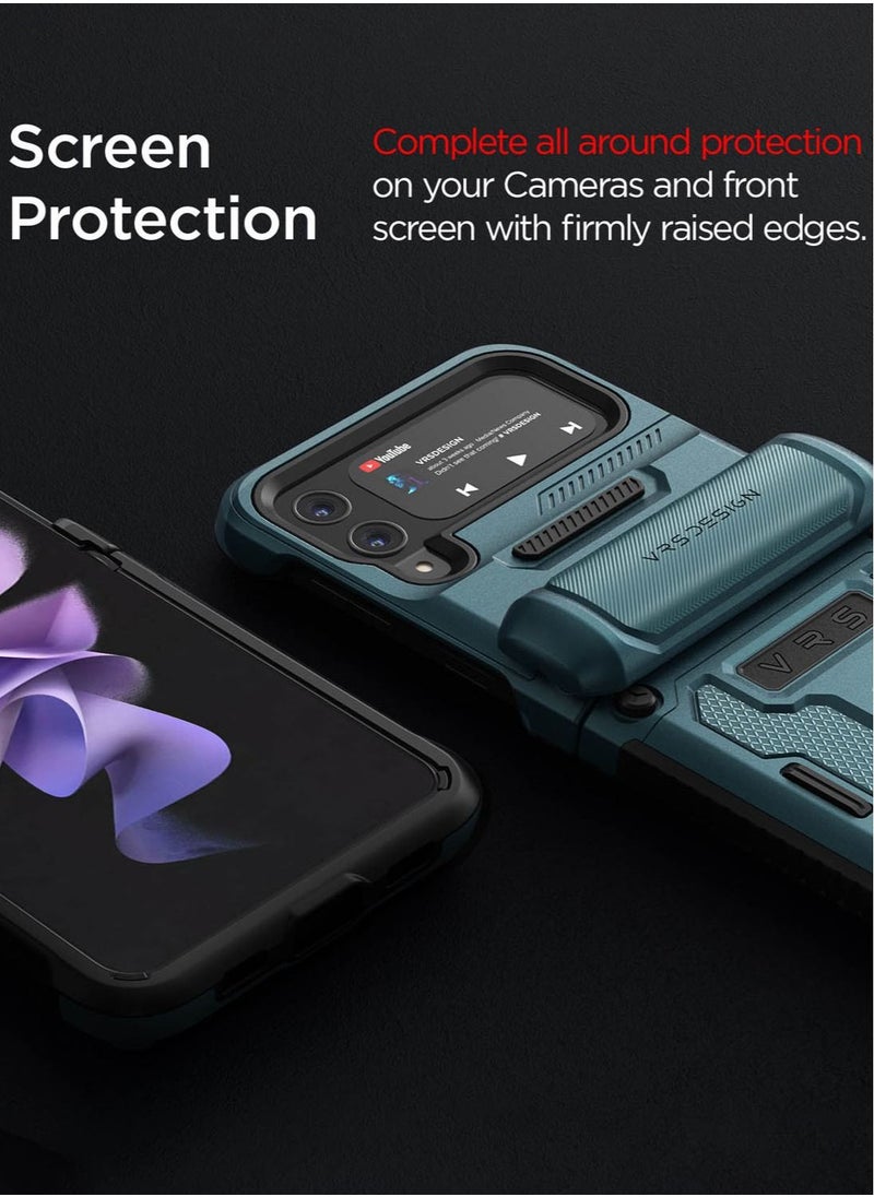 VRS Design Terra Guard Protective Case Cover with Hinge Protection Samsung Galaxy Z Flip 3 - Ash Green  - Image 4