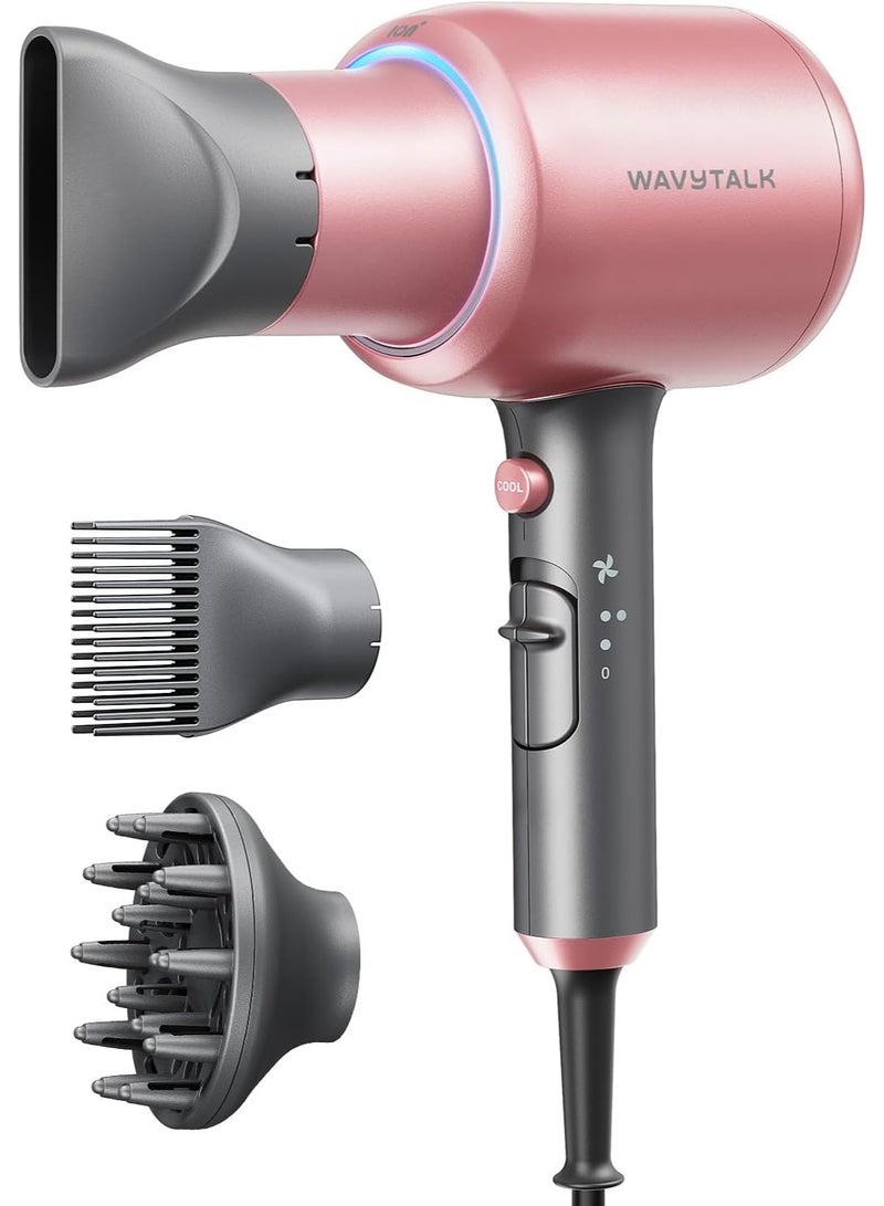 wavytalk Ionic Hair Dryer Blow Dryer with Diffuser & Comb for Curly Hair Professional 1875W High Power Dryer with Ceramic Technology for Fast Drying as Salon Light and Quiet - Image 1