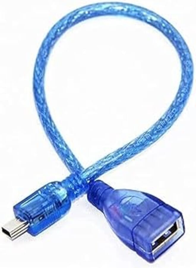 Keendex KX 2535 USB 2.0 A Female to Mini USB 5pin Male Charger Cable, 10cm - Clear Blue