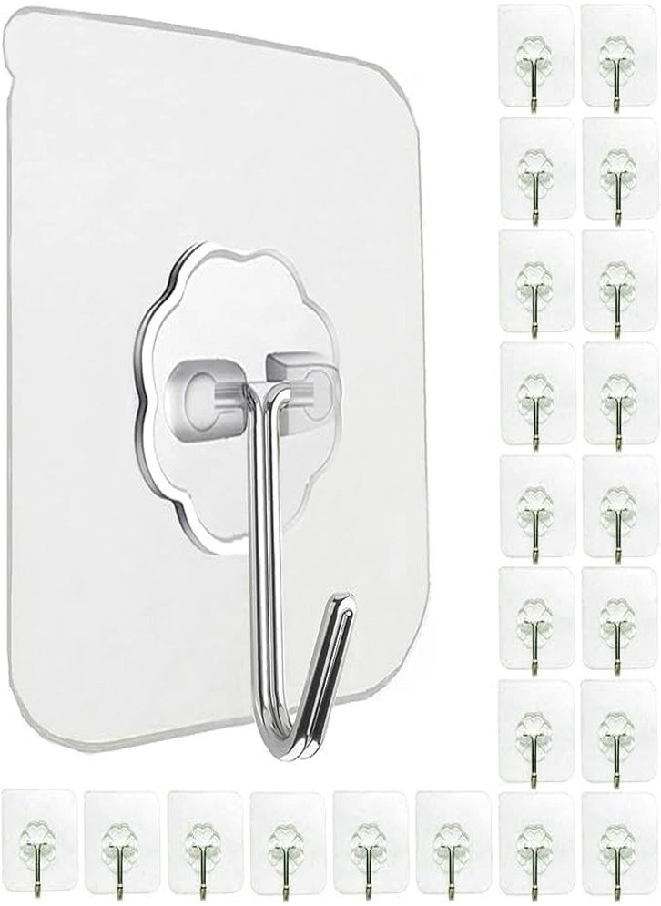 Adhesive Hooks for Hanging Wall Hooks Heavy Duty, Self Adhesive Towel Coat Hooks, Waterproof Clear Hooks for Bathroom, Kitchen Shower, Door Keys, Outdoor Home Improvement Hook, 30 Pack  - Image 1