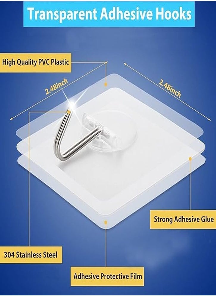Adhesive Hooks for Hanging Wall Hooks Heavy Duty, Self Adhesive Towel Coat Hooks, Waterproof Clear Hooks for Bathroom, Kitchen Shower, Door Keys, Outdoor Home Improvement Hook, 30 Pack  - Image 3