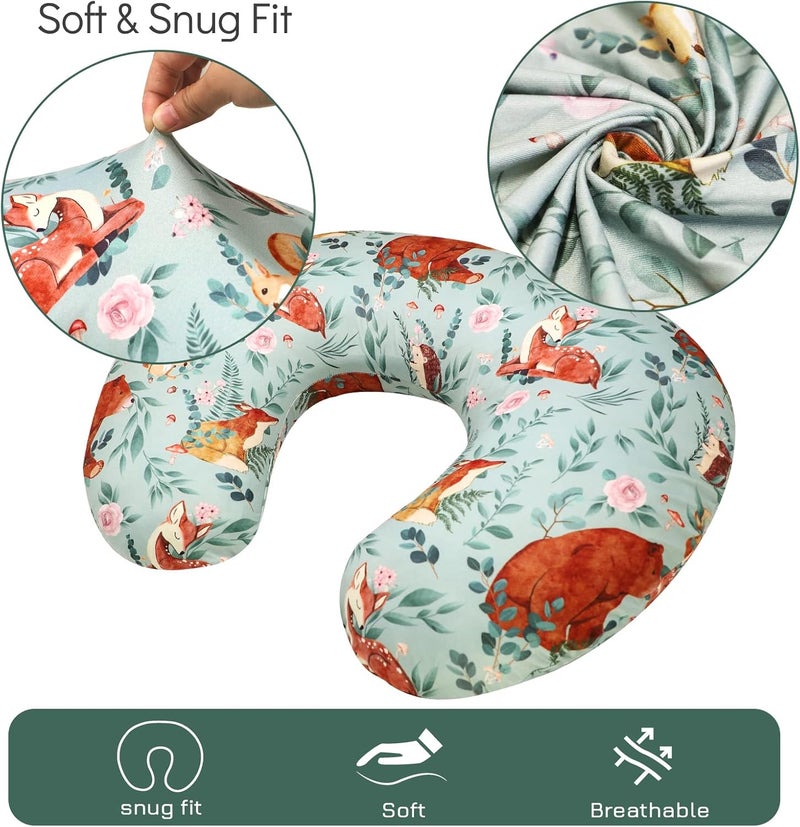 TANOFAR Nursing Pillow Covers, Bear Breastfeeding Pillow Cover for Baby Boys & Girls, Woodland Nursing Pillow Case for Newborn, Soft Fabric Fits Snug On Infant, Washable & Breathable - Image 4