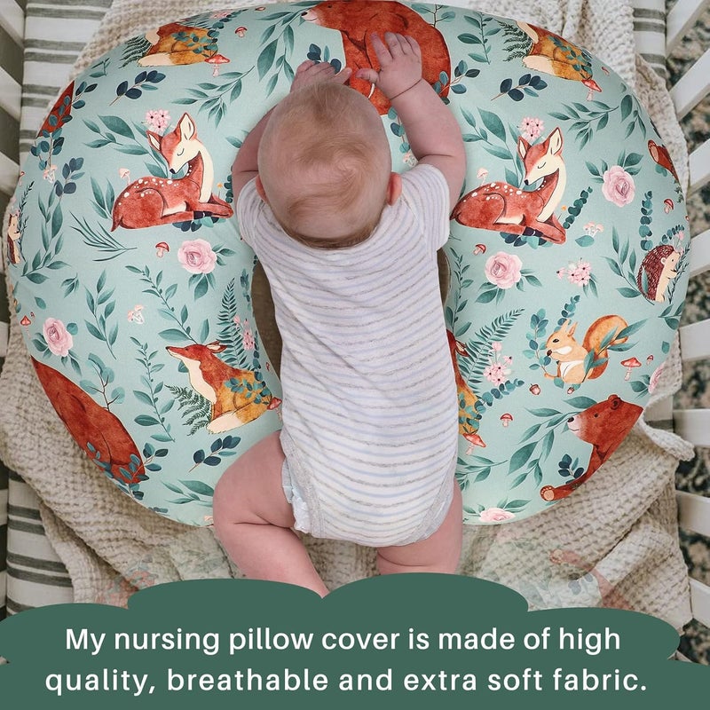 TANOFAR Nursing Pillow Covers, Bear Breastfeeding Pillow Cover for Baby Boys & Girls, Woodland Nursing Pillow Case for Newborn, Soft Fabric Fits Snug On Infant, Washable & Breathable - Image 2