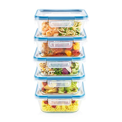 Snapware Total Solutions (5-Pack, 4 Cup) Glass Food Storage Containers Set, Airtight & Leakproof Locking BPA-Free Lids, Freezer Dishwasher Microwave Safe - Image 4