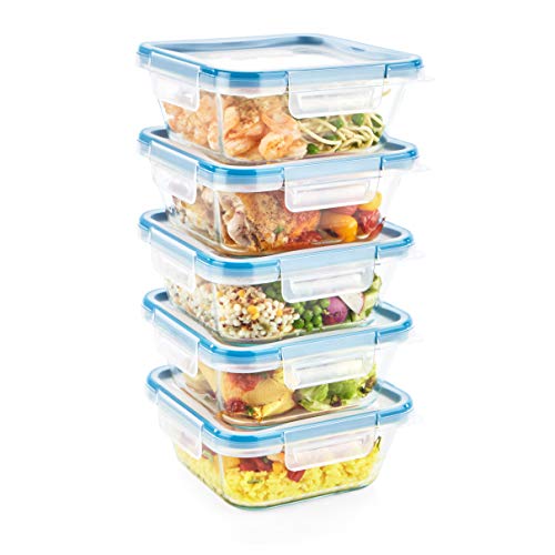Snapware Total Solutions (5-Pack, 4 Cup) Glass Food Storage Containers Set, Airtight & Leakproof Locking BPA-Free Lids, Freezer Dishwasher Microwave Safe - Image 1