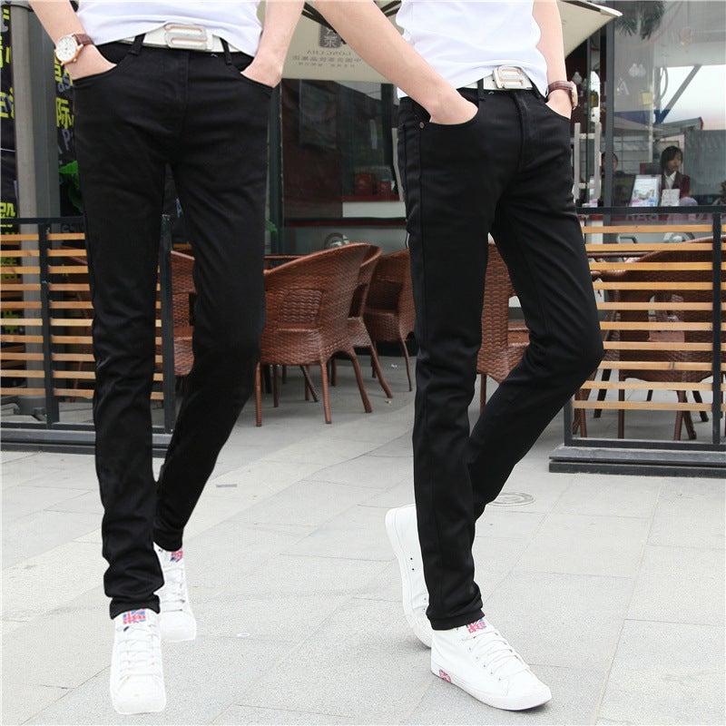 Spring Stretch Color Jeans Korean Style Slim-Fit Men'S Tight Pants Boys Youth Thin Pants - Image 1