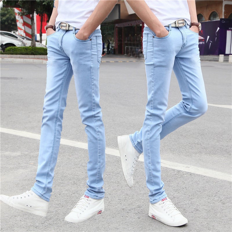 Spring Stretch Color Jeans Korean Style Slim-Fit Men'S Tight Pants Boys Youth Thin Pants - Image 3
