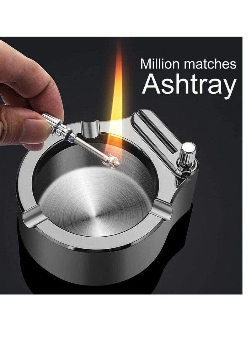 SYOSI رماديات معدنية عتيقة، ولاعة أعواد الثقاب multifunction لرجال هدايا ديكور المنزل والمكتب، رماديات بسيطة وعصرية كبيرة لغرفة المعيشة - Image 3