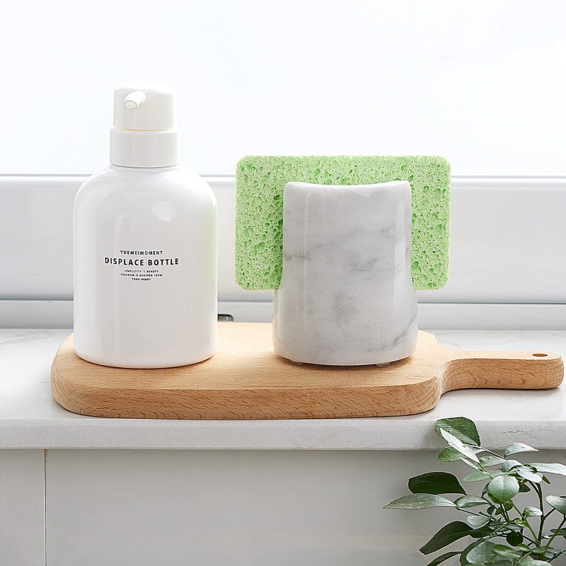 EVERBBKING Marble Sponge Holder Sink Sponge Caddy for kichen counter Drying Rack for Sink Organizer Modern Stone Kitchen Sink Caddy - Image 4