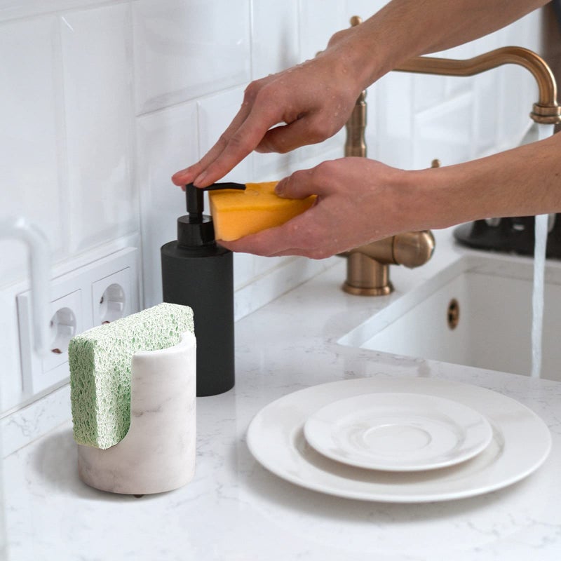 EVERBBKING Marble Sponge Holder Sink Sponge Caddy for kichen counter Drying Rack for Sink Organizer Modern Stone Kitchen Sink Caddy - Image 2
