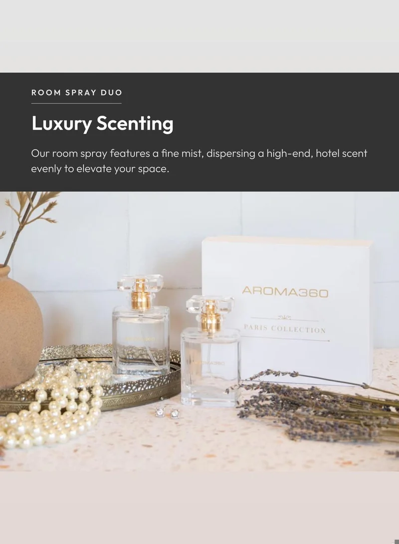 Aroma360  My Way - Essential Oil Room Spray Duo - Luxury Hotel Inspired Aromatherapy - Lush Sandalwood, Warm Virginia Cedar, Beautiful Iris - Hypoallergenic - 2 Pack  | Best Price UAE