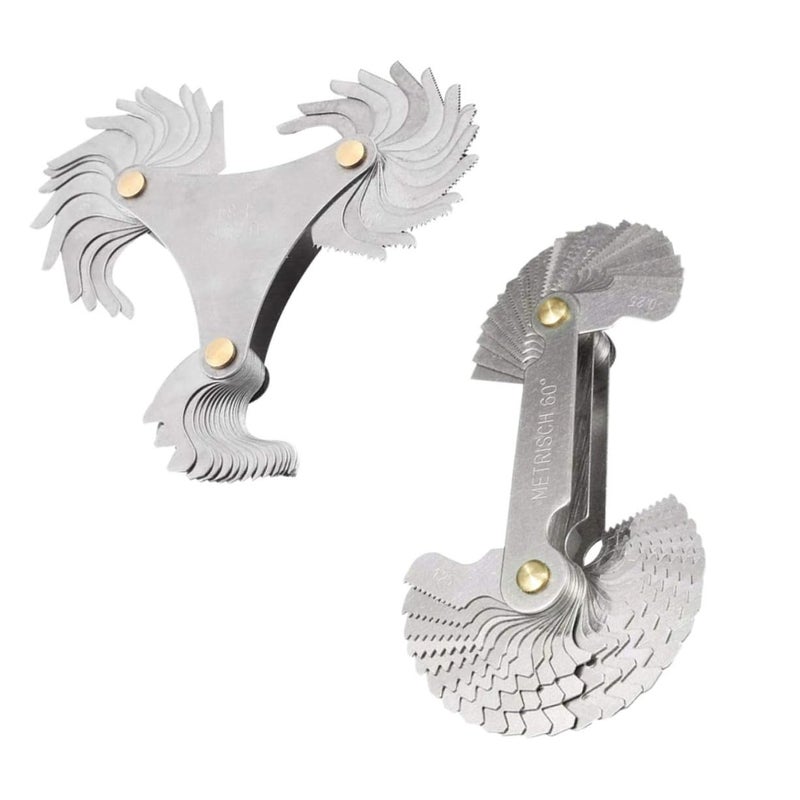 Stainless Steel Metric SAE Thread Gauge Set Pitch Measuring Tool Center Gauge - Image 1