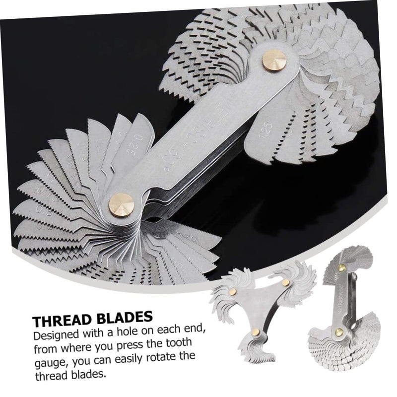 Stainless Steel Metric SAE Thread Gauge Set Pitch Measuring Tool Center Gauge - Image 5