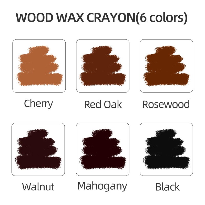 Boncart Wood Filler Sticks,6 Colors Wood Wax Crayons for Repairing Scratches, Scuffs, Cracks, and nail Holes on Wood Furniture, Floors, Cabinets, Tables, and Doors - Image 2