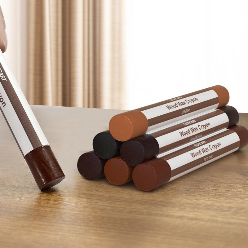 Boncart Wood Filler Sticks,6 Colors Wood Wax Crayons for Repairing Scratches, Scuffs, Cracks, and nail Holes on Wood Furniture, Floors, Cabinets, Tables, and Doors - Image 1