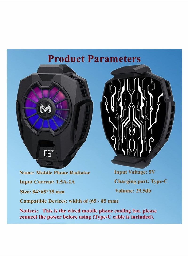 Mobile Phone Cooler, Semi Conductor Heatsink Cellphone Cooling Fan for Gaming/Video Live/Vlog, Support 65-85mm Wide Smartphone Black Mobile Radiator Cooler - Image 2