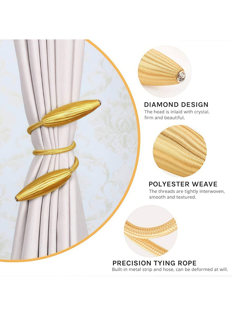 Curtain Ties, 2-Pack Curtain Tie Clips, Creative Decorative Curtain Twist Ties, European Style Curtain Holder Curtain Fixer for Home and Office (Gold)  - Image 3