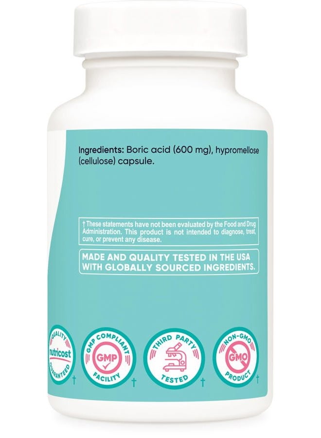Nutricost Boric Acid 600mg, 60 Capsules - Vaginal Suppository - Non-GMO - for Women - Image 4