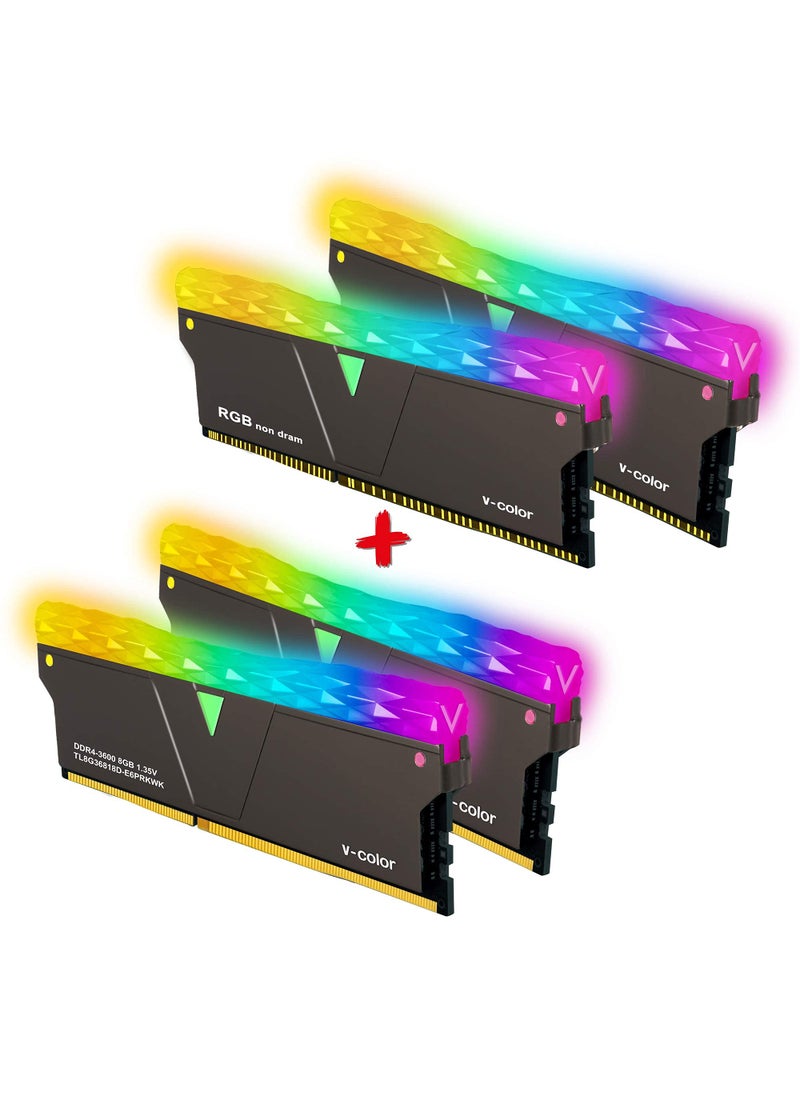 V-COLOR COLOR YOUR LIFE V-Color Prism Pro RGB DDR4 16GB(2x8GB+2xDummy) 3600MHz (PC4-28800) RAM with RGB Filler Kit Gaming Desktop Gaming Memory Module Ram -SCC Kit Jet Black (SCC-TL8G36818D-E6PRKWK)  - Image 1