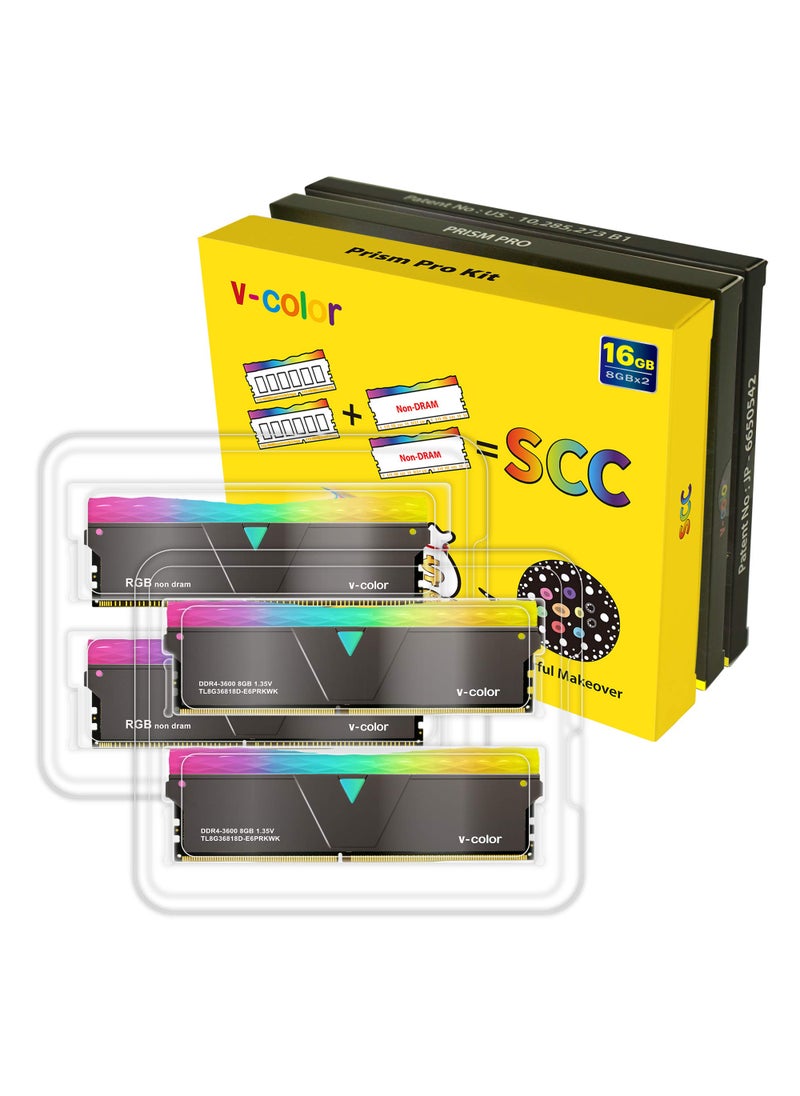 V-Color Prism Pro RGB DDR4 16GB(2x8GB+2xDummy) 3600MHz (PC4-28800) RAM with RGB Filler Kit Gaming Desktop Gaming Memory Module Ram -SCC Kit Jet Black (SCC-TL8G36818D-E6PRKWK)
