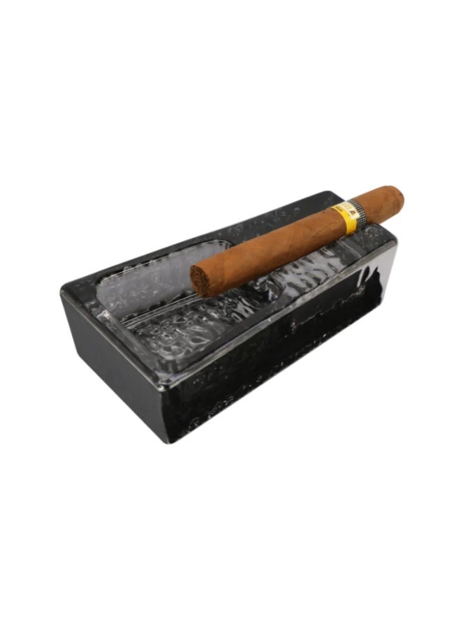 Luxury Clear Black Glass Ashtray – Elegant Thick Crystal Design, Heat-Resistant and Easy-to-Clean Smokers Tray for Home, Office, Bar, Lounge, and Outdoor Use - Image 2