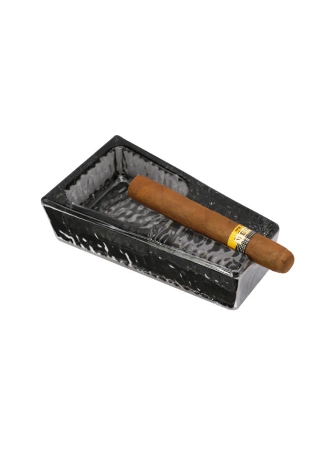 Luxury Clear Black Glass Ashtray – Elegant Thick Crystal Design, Heat-Resistant and Easy-to-Clean Smokers Tray for Home, Office, Bar, Lounge, and Outdoor Use - Image 3