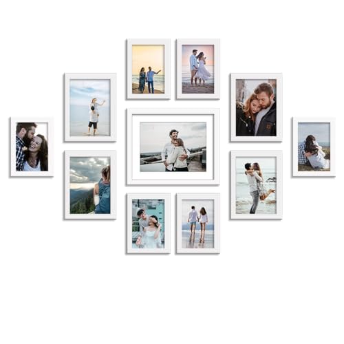 Stuthi Arts Photo Frame Set of 11 Picture Frames for Wall Hanging (8x10-1,5x7-4,4x6-6) | Photo Collage Wood Wall Mount Gift For Best Friend Boy & Girl | Customized Wall Hanging Photo Frame, | Picture Frame For Gift | (White) - Image 2