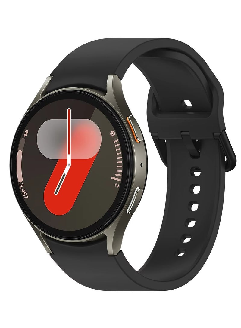 HEXABEX Silicone Strap 20mm Band Compatible with Samsung Galaxy Watch 7/ Watch FE/ Watch 6 / Watch 5 / Watch 4 / Active 2 Black - Image 1