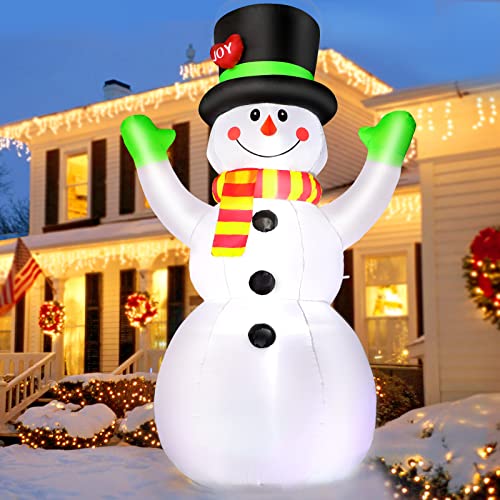 FunFanso 7 FT Christmas Inflatables Giant Snowman Outdoor Decorations, Blow up Snow Man Yard Decor Built-in Bright LED Light Wear Magic Hat, Weatherproof Holiday for Garden Patio Lawn Party Xmas Gifts - Image 1