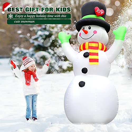 FunFanso 7 FT Christmas Inflatables Giant Snowman Outdoor Decorations, Blow up Snow Man Yard Decor Built-in Bright LED Light Wear Magic Hat, Weatherproof Holiday for Garden Patio Lawn Party Xmas Gifts - Image 2