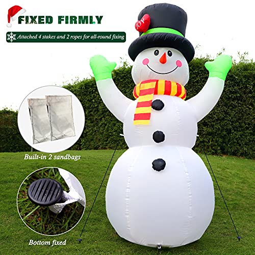 FunFanso 7 FT Christmas Inflatables Giant Snowman Outdoor Decorations, Blow up Snow Man Yard Decor Built-in Bright LED Light Wear Magic Hat, Weatherproof Holiday for Garden Patio Lawn Party Xmas Gifts - Image 4