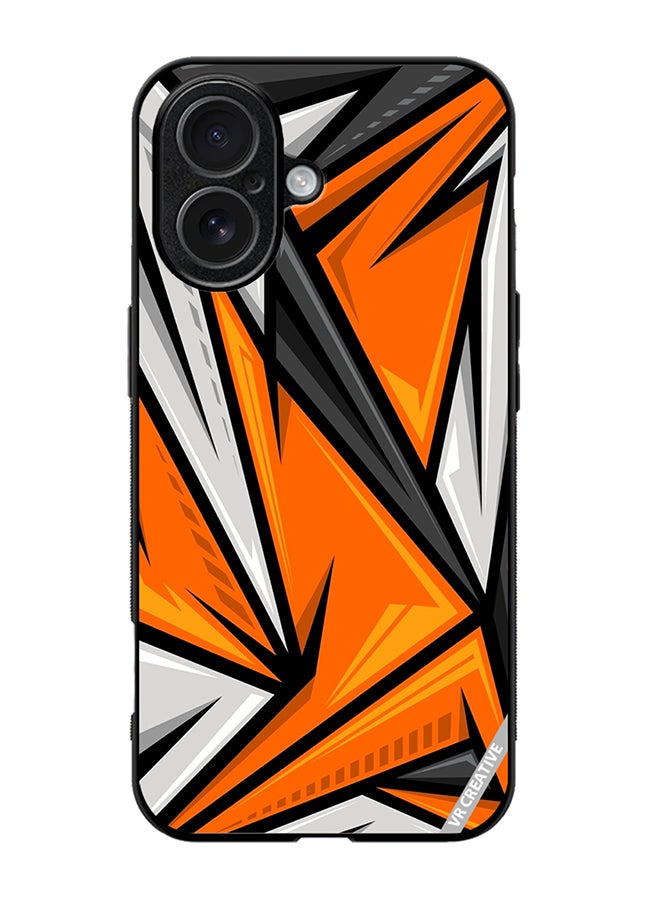 VR CREATIVE غطاء حماية لجهاز آبل آيفون 17 بتصميم رياضي سباق بلون برتقالي متعدد الألوان