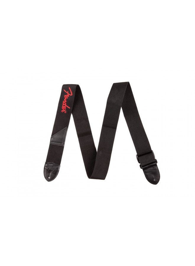 FENDER Fender Logo Guitar Strap, 2in, Black with Red Logo 