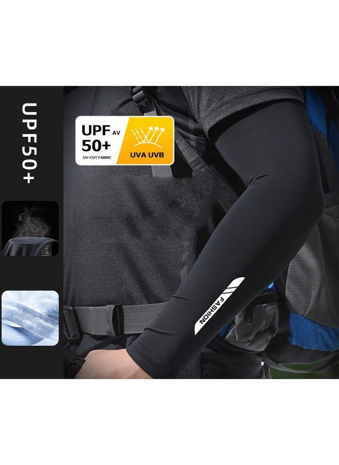 GRKC - 1 Pair Sun UV Protection Cooling Arm Sleeves, for Men, UPF 50+ Arm Cover, Arm Sun Sleeves Compression UV Protection Cooling, Quick-Dry Nylon, Outdoor Cycling, Summer Sleeve for Sun Protection，Black - Image 1