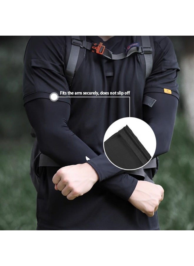 GRKC - 1 Pair Sun UV Protection Cooling Arm Sleeves, for Men, UPF 50+ Arm Cover, Arm Sun Sleeves Compression UV Protection Cooling, Quick-Dry Nylon, Outdoor Cycling, Summer Sleeve for Sun Protection，Black - Image 1