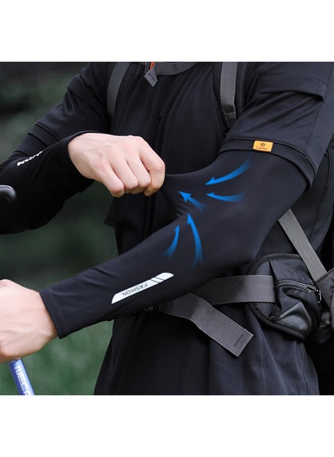 GRKC - 1 Pair Sun UV Protection Cooling Arm Sleeves, for Men, UPF 50+ Arm Cover, Arm Sun Sleeves Compression UV Protection Cooling, Quick-Dry Nylon, Outdoor Cycling, Summer Sleeve for Sun Protection，Black - Image 1