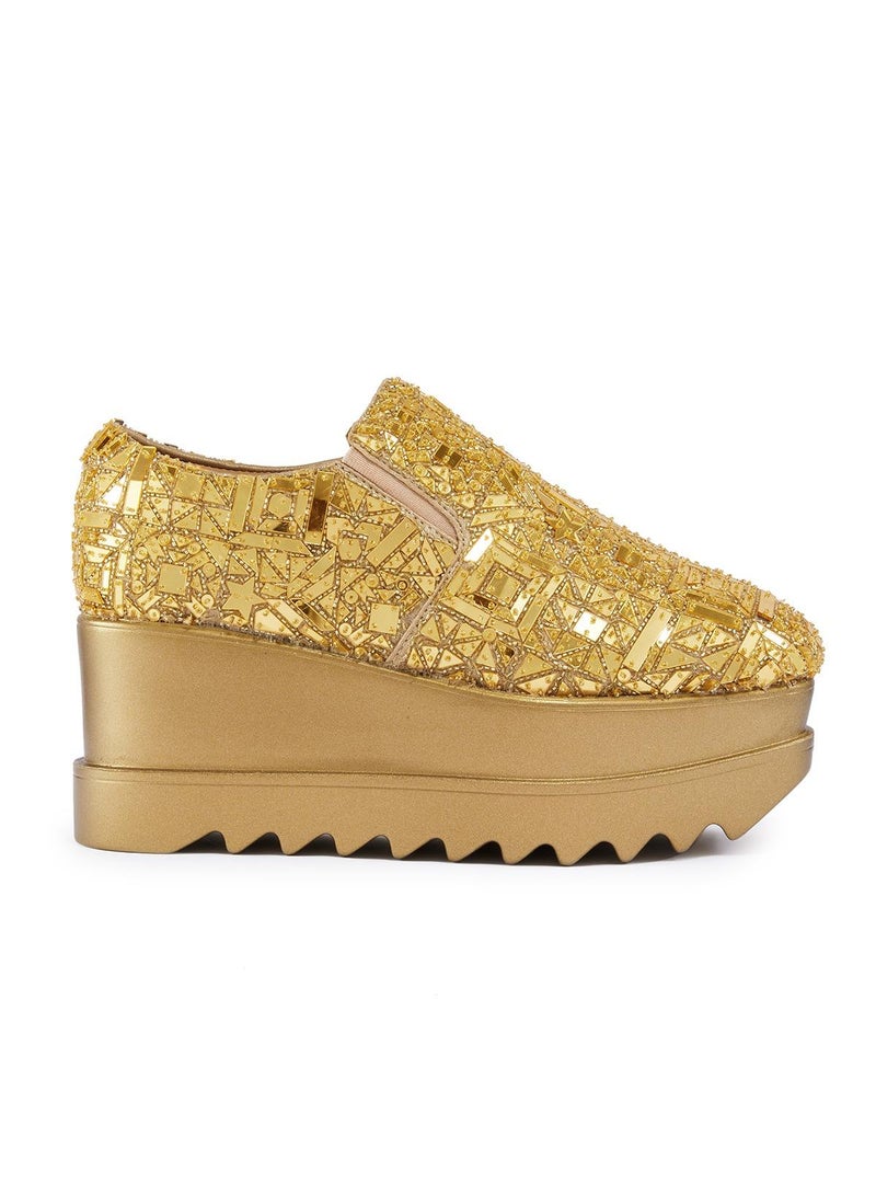 Anaar Mosaic Wedge Sneakers, Womens Festive, Special Occasion and Partywear Premium Shoes