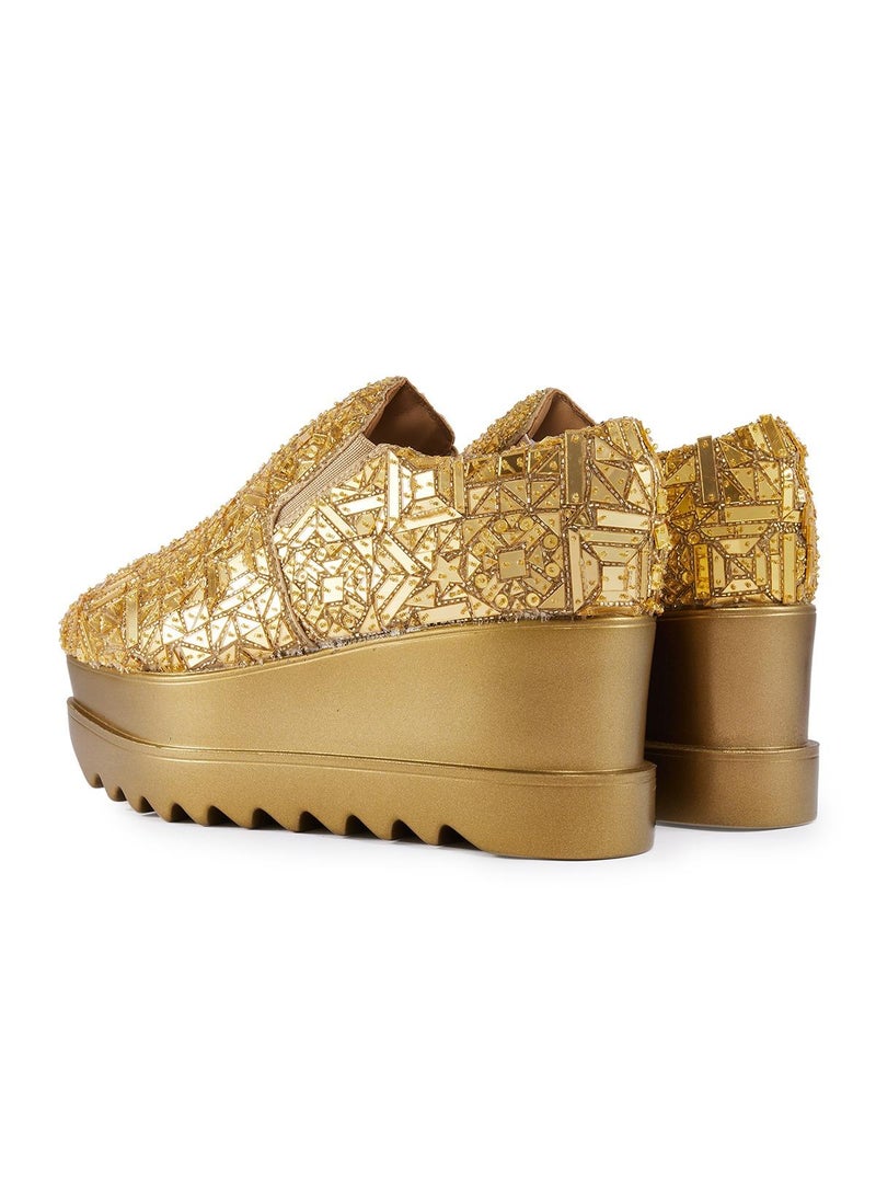 Anaar Mosaic Wedge Sneakers, Womens Festive, Special Occasion and Partywear Premium Shoes