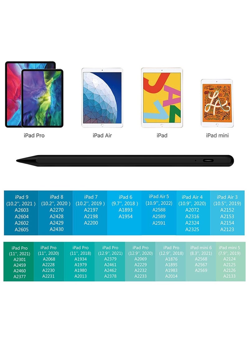 Youque - Stylus Pen for Apple iPad Pencil, Active Pen with Palm Rejection, Tilt, Magnetic Compatible with 2018-2022 2 Generation iPad 8th/7th/6th Gen iPad Air iPad Mini 6 iPad Pro (8.3/11/12.9") Black - Image 1