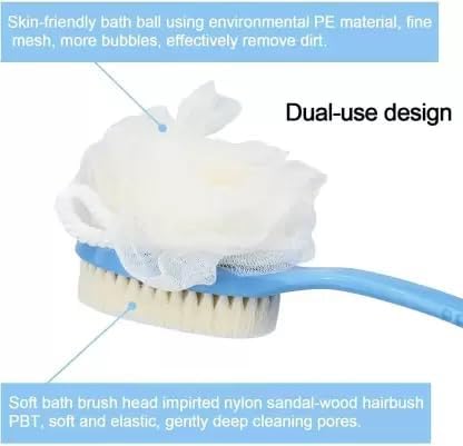 Doville 2 IN 1 Bath Body Brush with Soft Loofah and Bristles,Back Scrubber with Curved Long Handled Shower Brush for Wet or Dry, Women & Men Body,Face and Spa Washing - Image 3