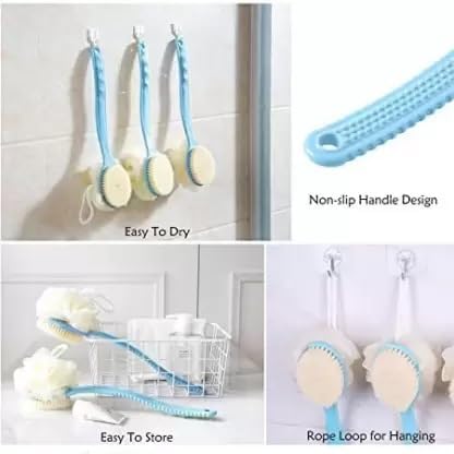 Doville 2 IN 1 Bath Body Brush with Soft Loofah and Bristles,Back Scrubber with Curved Long Handled Shower Brush for Wet or Dry, Women & Men Body,Face and Spa Washing - Image 5