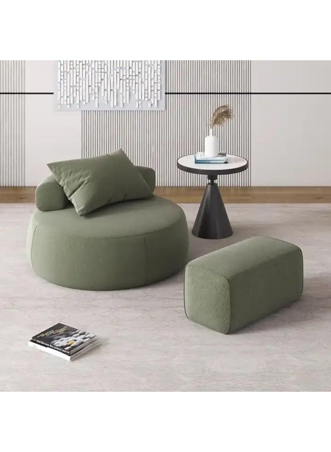 Comfynest أثاث مصمم على الطراز الاسكندنافي الحديث بدون ذراع، أريكة فردية مستديرة لطيفة لغرفة المعيشة، كرسي منخفض مع مسند عثماني (أخضر)  - Image 1