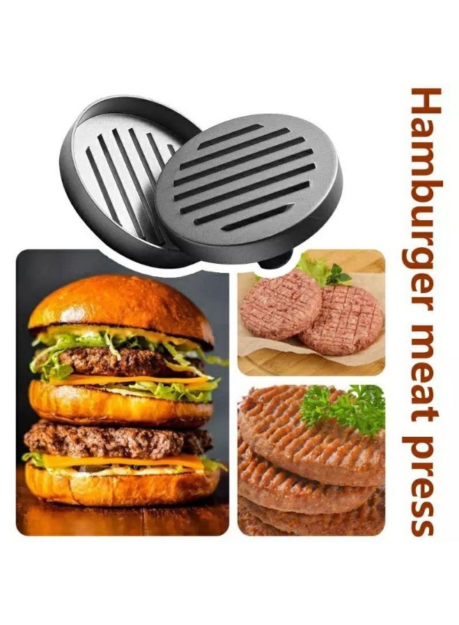 Metal burger press with wooden handle