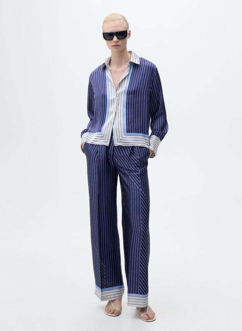 MANGO - Satin Shirt With Combined Stripes - Image 1