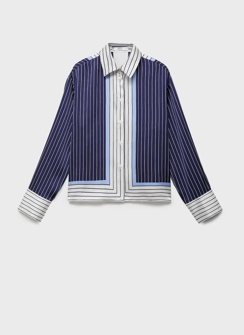 MANGO Satin Shirt With Combined Stripes
